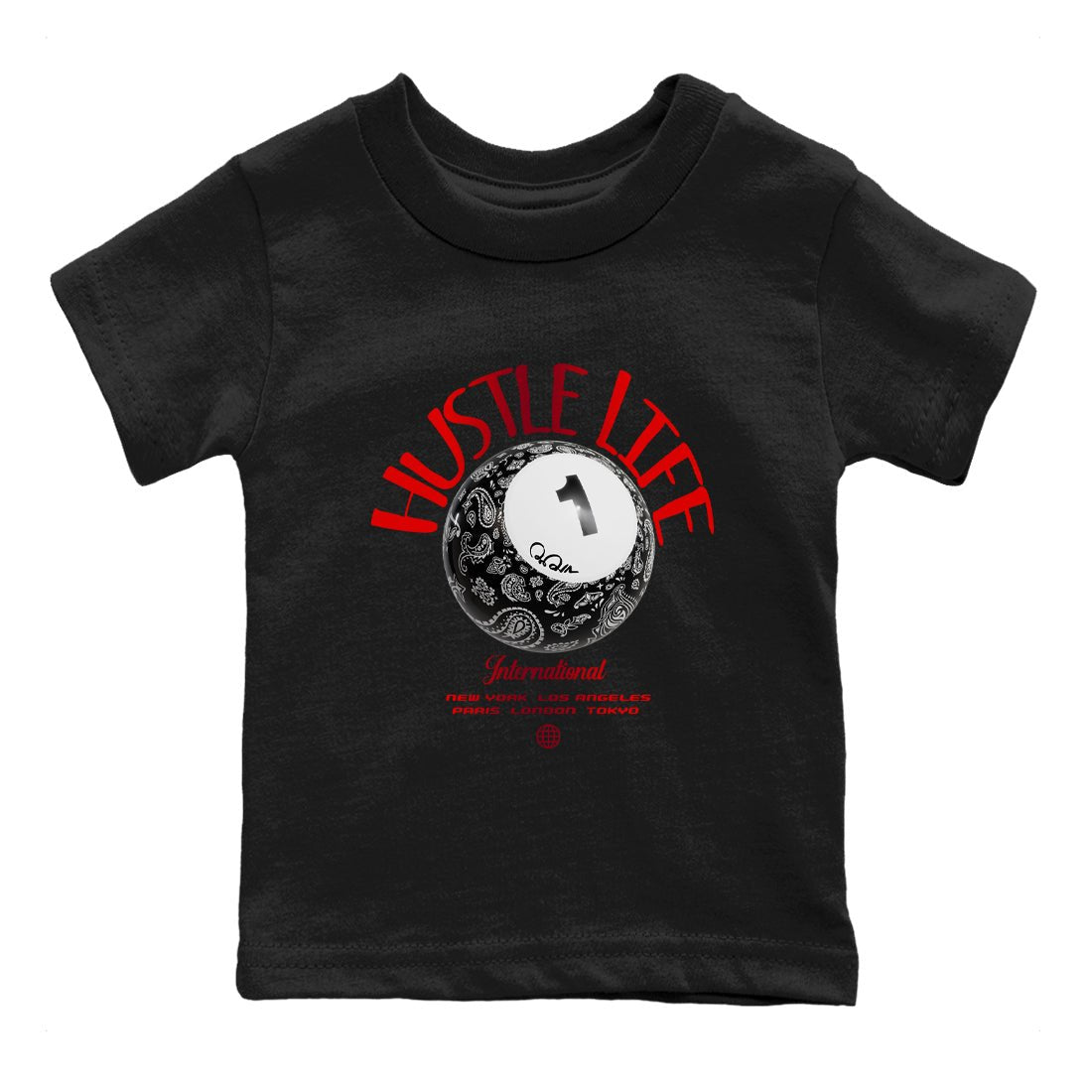 Air Jordan 1 Satin Bred shirt to match jordans Hustle Life sneaker tees AJ1 Satin Bred SNRT Sneaker Release Tees Baby Toddler Black 2 T-Shirt