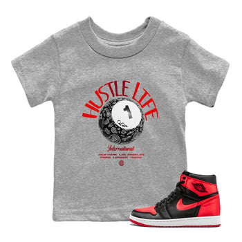 Air Jordan 1 Satin Bred shirt to match jordans Hustle Life sneaker tees AJ1 Satin Bred SNRT Sneaker Release Tees Baby Toddler Heather Grey 1 T-Shirt