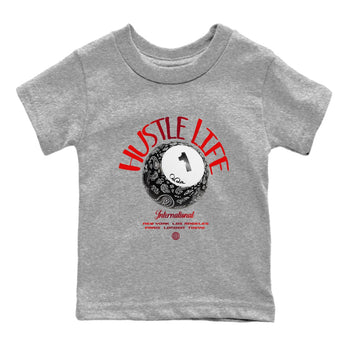 Air Jordan 1 Satin Bred shirt to match jordans Hustle Life sneaker tees AJ1 Satin Bred SNRT Sneaker Release Tees Baby Toddler Heather Grey 2 T-Shirt