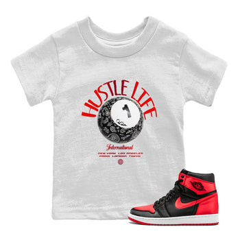 Air Jordan 1 Satin Bred shirt to match jordans Hustle Life sneaker tees AJ1 Satin Bred SNRT Sneaker Release Tees Baby Toddler White 1 T-Shirt