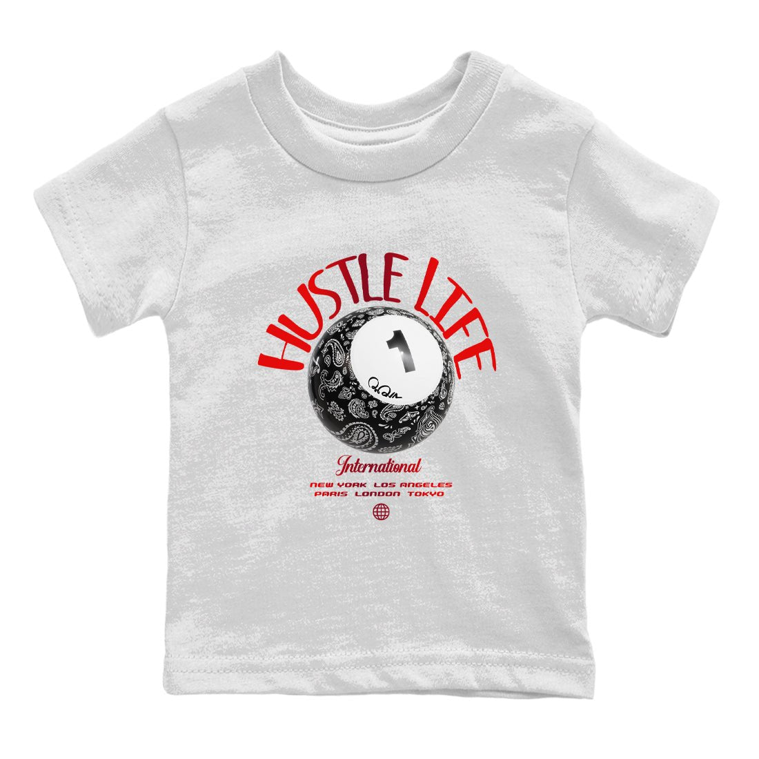Air Jordan 1 Satin Bred shirt to match jordans Hustle Life sneaker tees AJ1 Satin Bred SNRT Sneaker Release Tees Baby Toddler White 2 T-Shirt