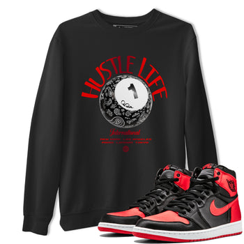 Air Jordan 1 Satin Bred shirt to match jordans Hustle Life sneaker tees AJ1 Satin Bred SNRT Sneaker Release Tees Unisex Black 1 T-Shirt
