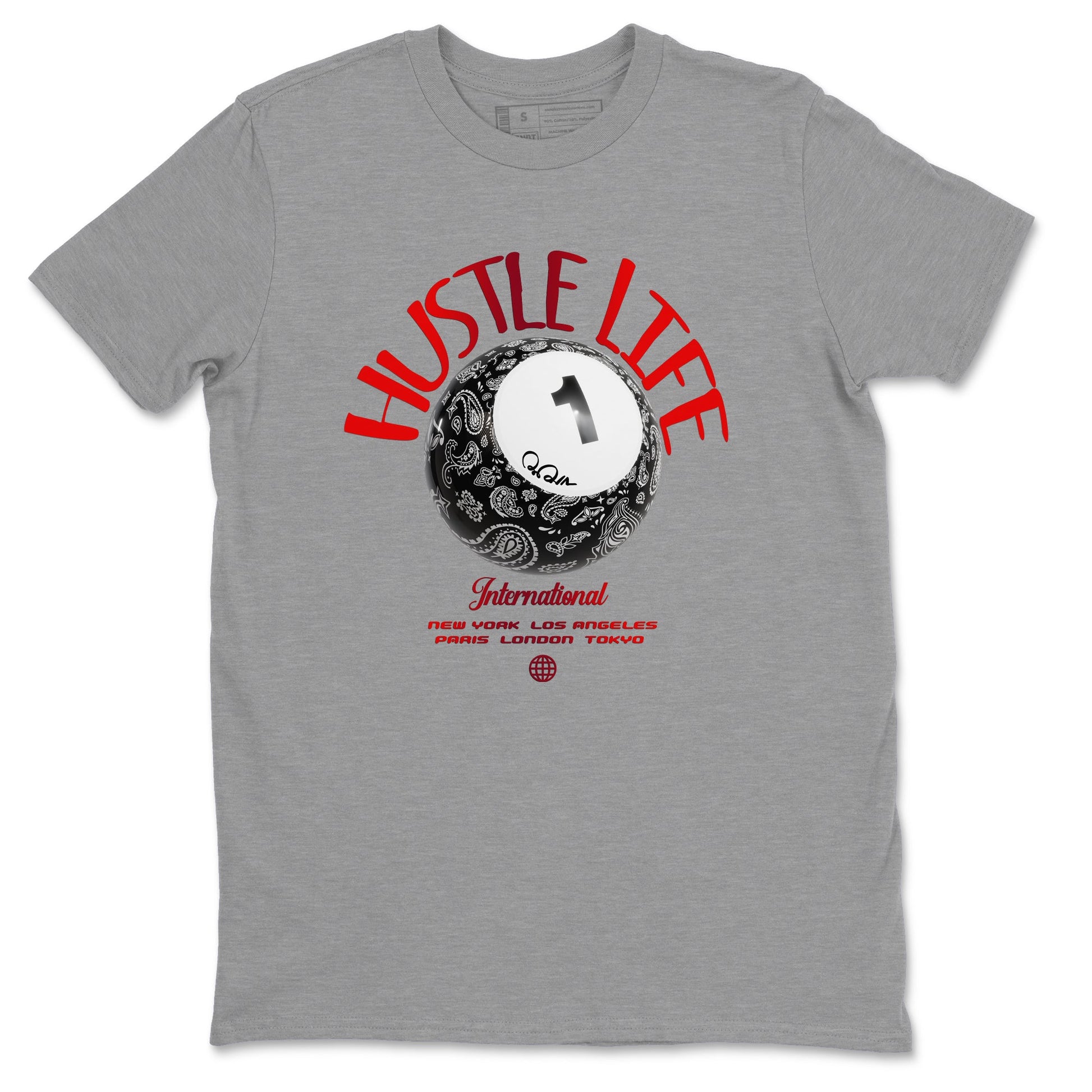 Air Jordan 1 Satin Bred shirt to match jordans Hustle Life sneaker tees AJ1 Satin Bred SNRT Sneaker Release Tees Unisex Heather Grey 2 T-Shirt