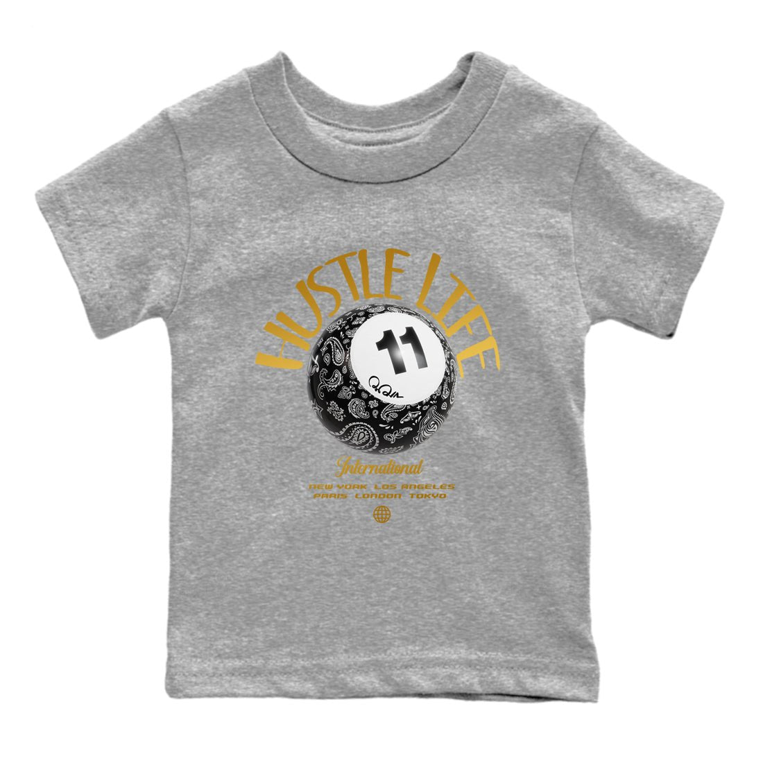 Air Jordan 11 Gratitude shirt to match jordans Hustle Life sneaker tees AJ11 Gratitude SNRT Sneaker Release Tees Baby Toddler Heather Grey 2 T-Shirt