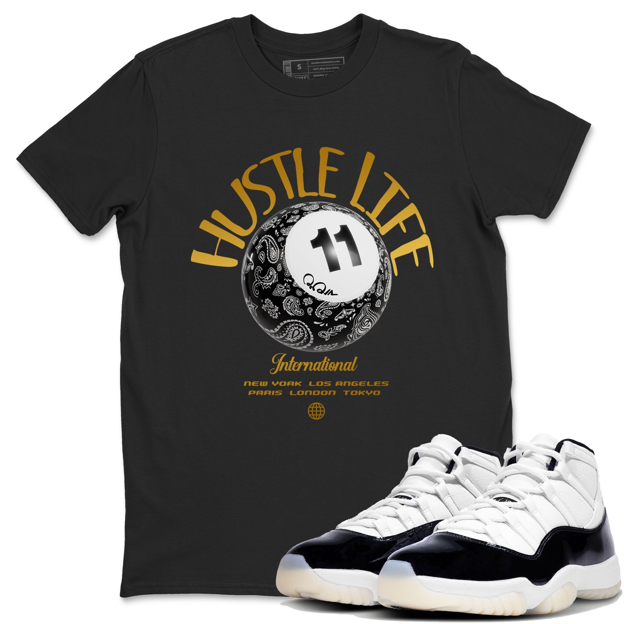 Air Jordan 11 Gratitude shirt to match jordans Hustle Life sneaker tees AJ11 Gratitude SNRT Sneaker Release Tees Unisex Black 1 T-Shirt
