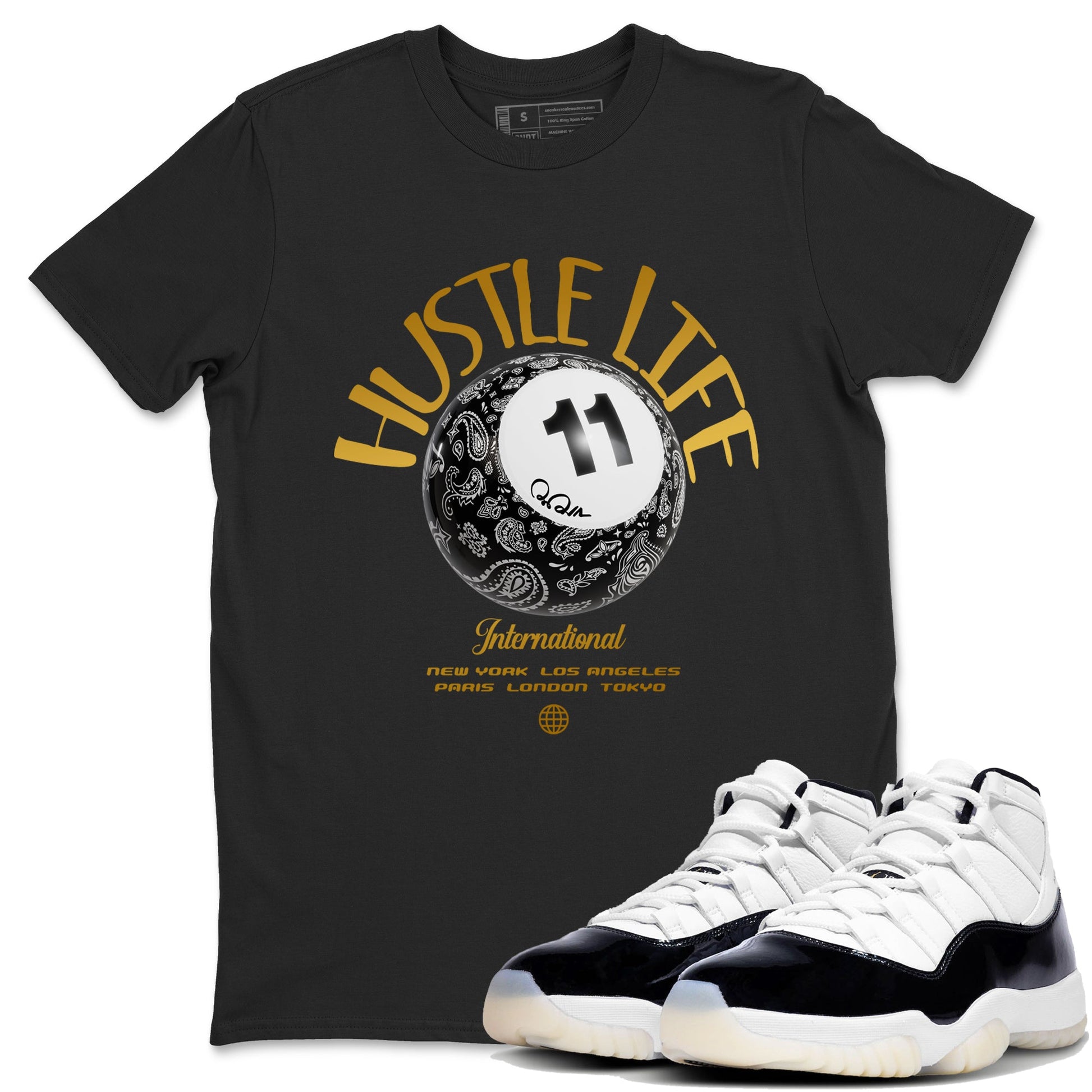 Air Jordan 11 Gratitude shirt to match jordans Hustle Life sneaker tees AJ11 Gratitude SNRT Sneaker Release Tees Unisex Black 1 T-Shirt