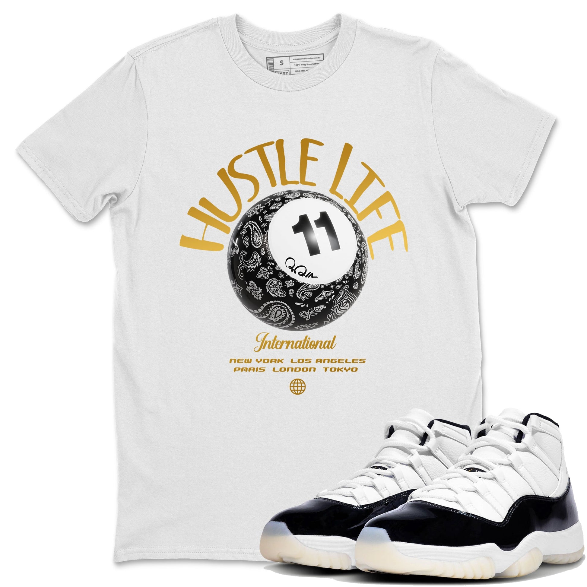 Air Jordan 11 Gratitude shirt to match jordans Hustle Life sneaker tees AJ11 Gratitude SNRT Sneaker Release Tees Unisex White 1 T-Shirt