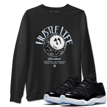 Air Jordan 11 Space shirt to match jordans Hustle Life sneaker tees AJ11 Black and Varsity Royal SNRT Sneaker Release Tees unisex cotton Black 1 crew neck shirt