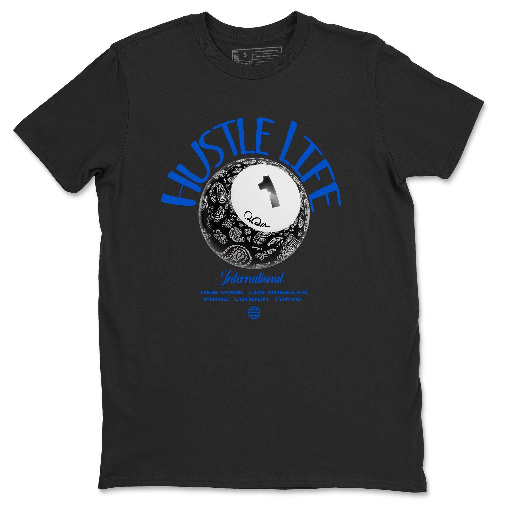 Air Jordan 1Royal Reimagined shirt to match jordans Hustle Life sneaker tees AJ1Royal Reimagined SNRT Sneaker Release Tees Unisex Black 2 T-Shirt