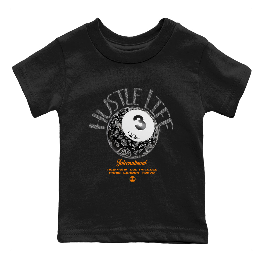 Air Jordan 3 Fear shirt to match jordans Hustle Life sneaker tees AJ3 Fear SNRT Sneaker Release Tees Baby Toddler Black 2 T-Shirt