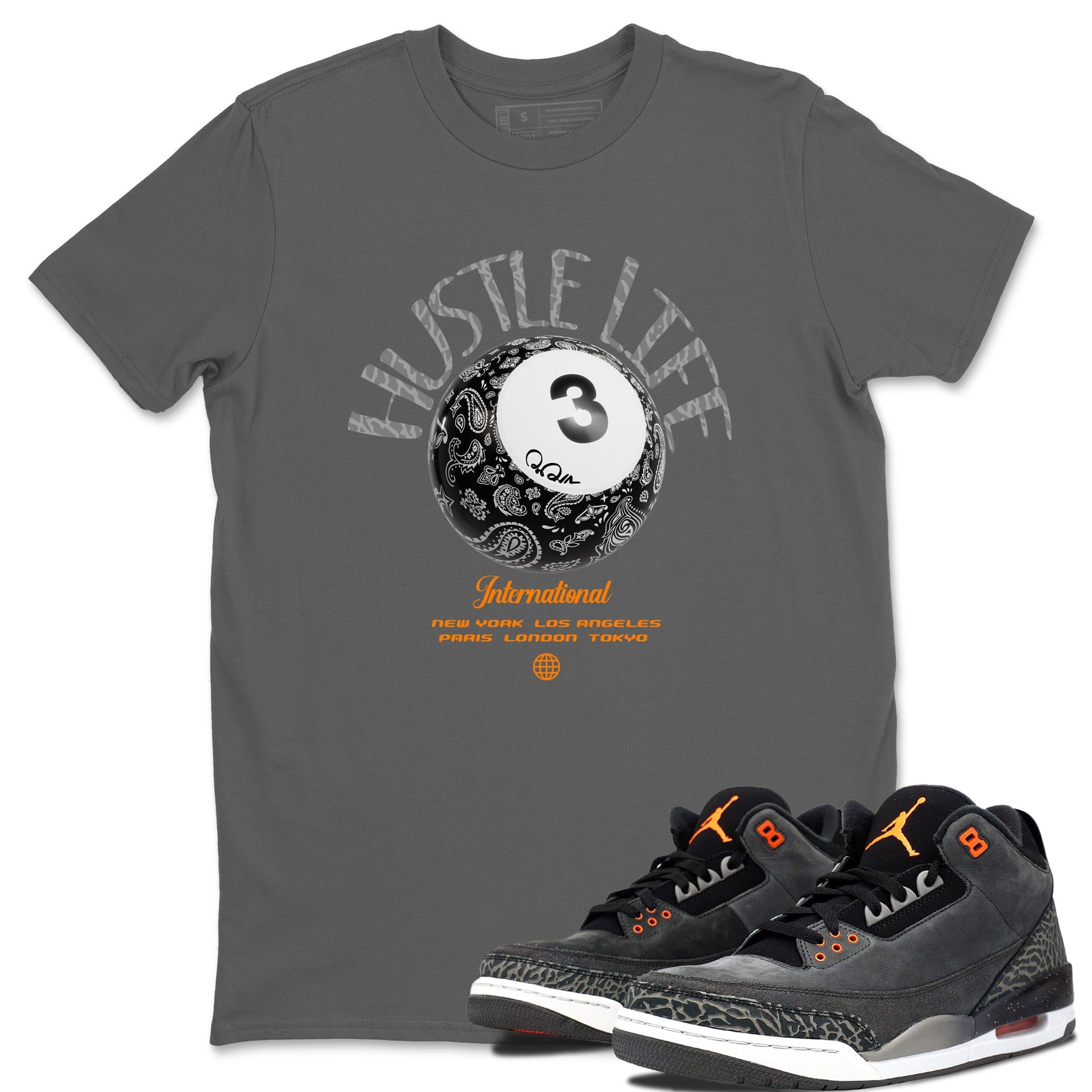 Air Jordan 3 Fear shirt to match jordans Hustle Life sneaker tees AJ3 Fear SNRT Sneaker Release Tees Unisex Cool Grey 1 T-Shirt