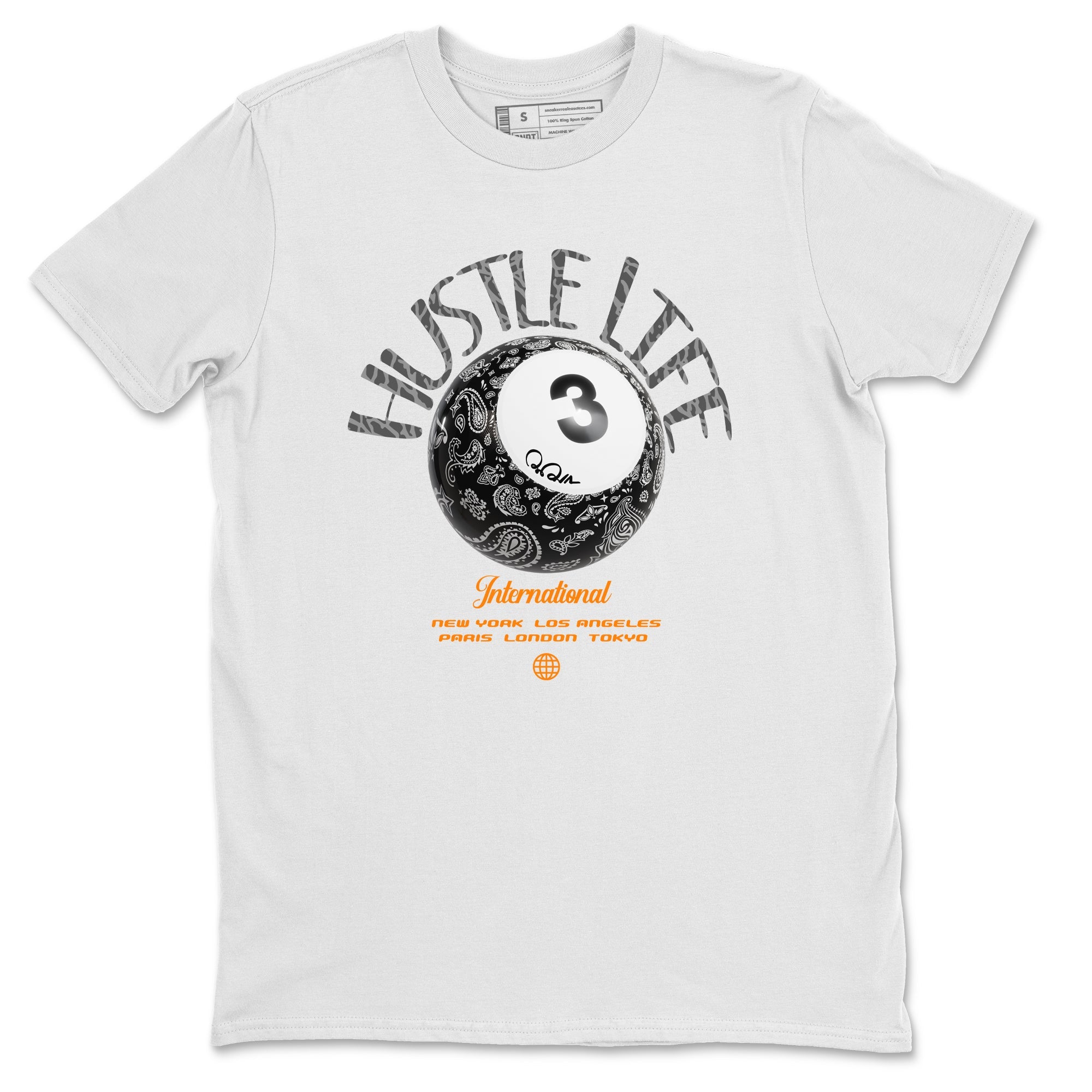 Air Jordan 3 Fear shirt to match jordans Hustle Life sneaker tees AJ3 Fear SNRT Sneaker Release Tees Unisex White 2 T-Shirt