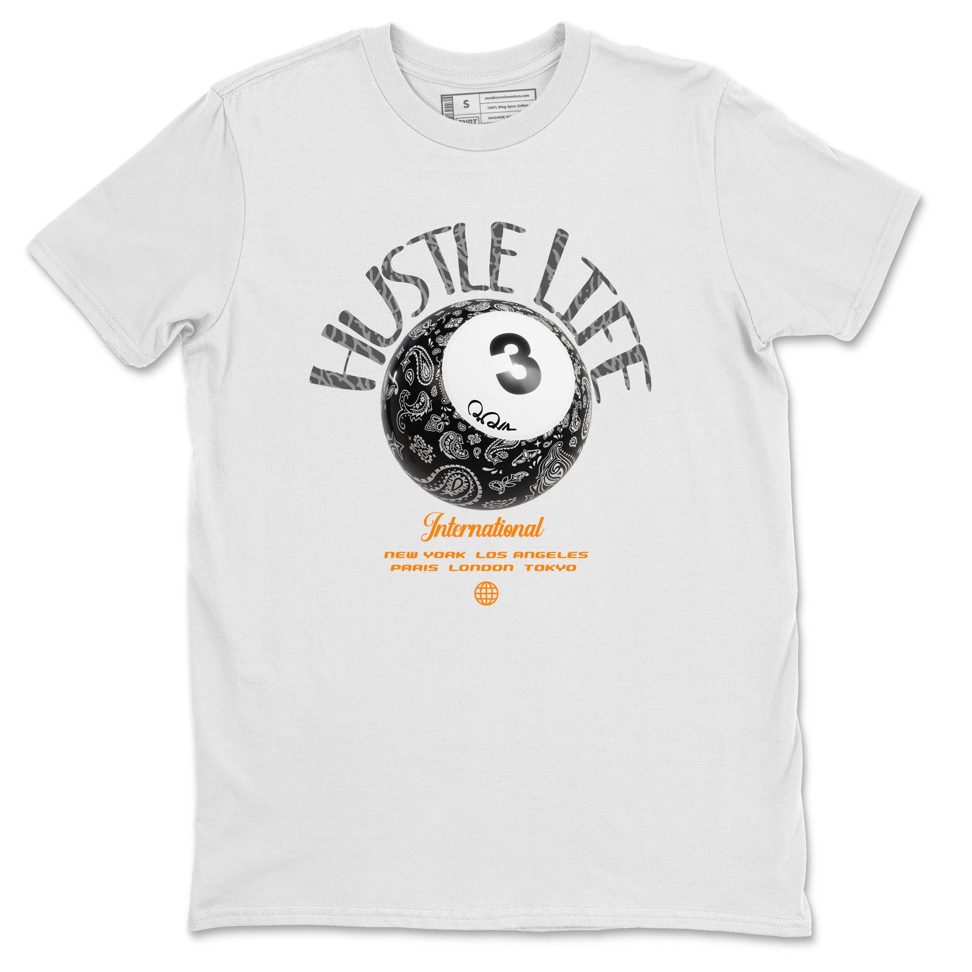 Air Jordan 3 Fear shirt to match jordans Hustle Life sneaker tees AJ3 Fear SNRT Sneaker Release Tees Unisex White 2 T-Shirt