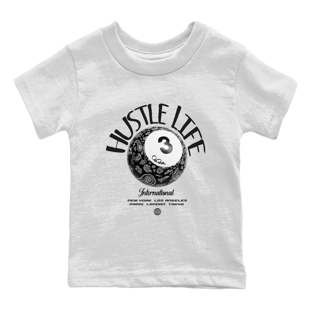 Air Jordan 3 Off Noir shirt to match jordans Hustle Life sneaker tees AJ3 Off Noir SNRT Sneaker Release Tees Baby Toddler White 2 T-Shirt