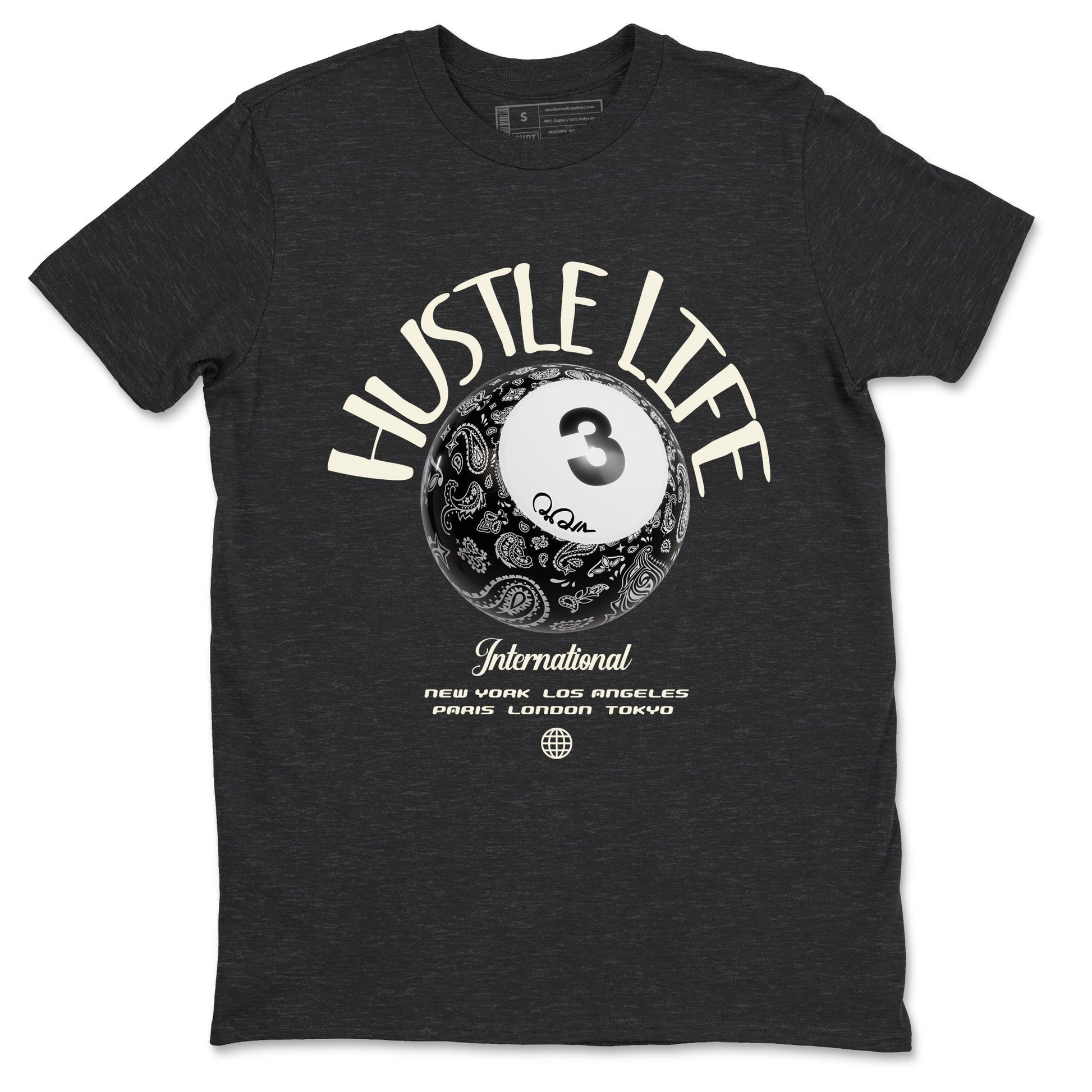 Air Jordan 3 Off Noir shirt to match jordans Hustle Life sneaker tees AJ3 Off Noir SNRT Sneaker Release Tees Unisex Charcoal Heather 2 T-Shirt