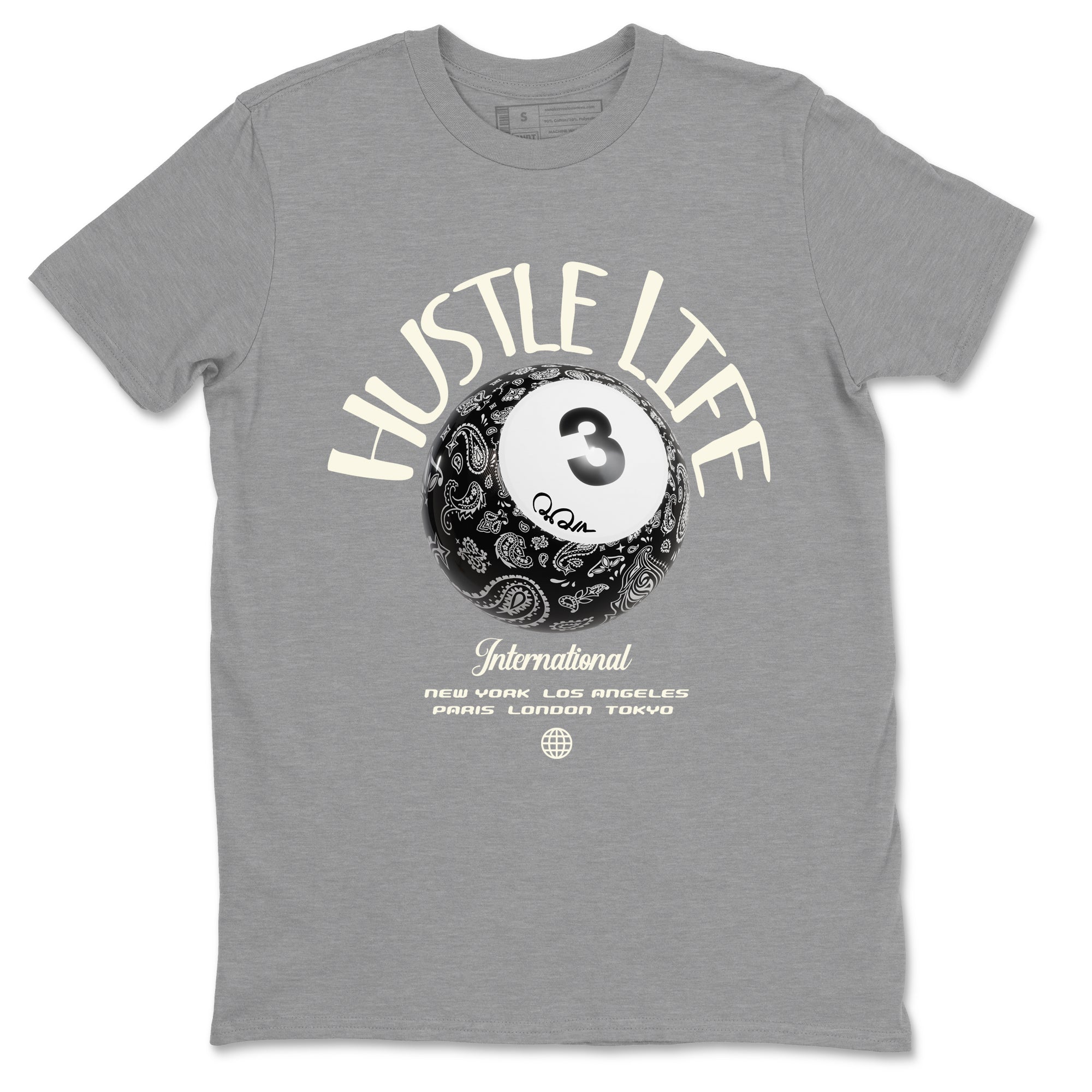 Air Jordan 3 Off Noir shirt to match jordans Hustle Life sneaker tees AJ3 Off Noir SNRT Sneaker Release Tees Unisex Heather Grey 2 T-Shirt