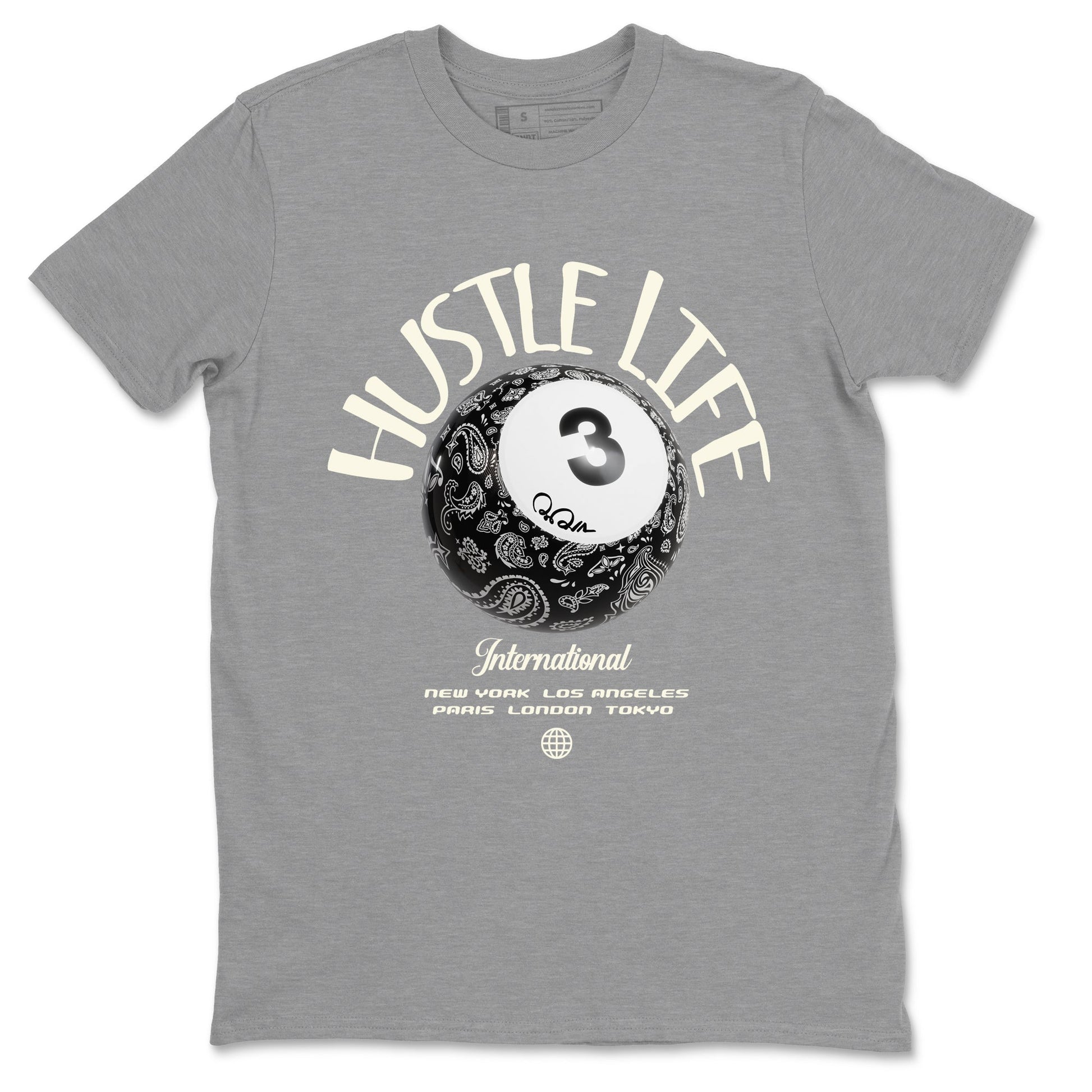 Air Jordan 3 Off Noir shirt to match jordans Hustle Life sneaker tees AJ3 Off Noir SNRT Sneaker Release Tees Unisex Heather Grey 2 T-Shirt