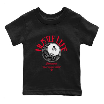 Air Jordan 4 Bred Reimagined shirt to match jordans Hustle Life sneaker tees AJ4 Bred Reimagined SNRT sneaker release tees baby toddler Black 2 cotton Shirt