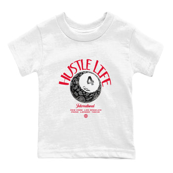 Air Jordan 4 Bred Reimagined shirt to match jordans Hustle Life sneaker tees AJ4 Bred Reimagined SNRT sneaker release tees baby toddler White 2 cotton Shirt