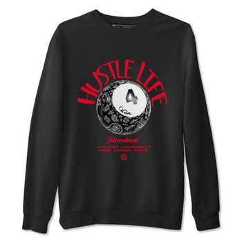 Air Jordan 4 Bred Reimagined shirt to match jordans Hustle Life sneaker tees AJ4 Bred Reimagined SNRT Sneaker Release Tees unisex cotton Black 2 crew neck shirt