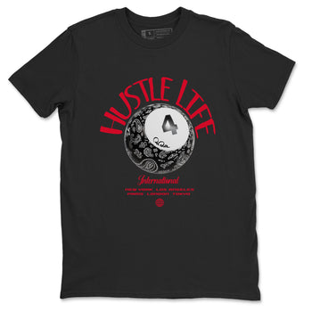 Air Jordan 4 Bred Reimagined shirt to match jordans Hustle Life sneaker tees AJ4 Bred Reimagined SNRT Sneaker Release Tees unisex cotton Black 2 crew neck shirt
