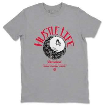 Air Jordan 4 Bred Reimagined shirt to match jordans Hustle Life sneaker tees AJ4 Bred Reimagined SNRT Sneaker Release Tees unisex cotton Heather Grey 2 crew neck shirt