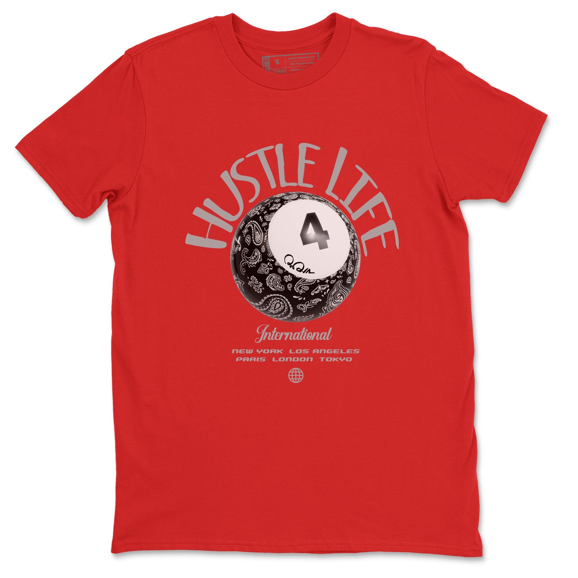 Air Jordan 4 Bred Reimagined shirt to match jordans Hustle Life sneaker tees AJ4 Bred Reimagined SNRT Sneaker Release Tees unisex cotton Red 2 crew neck shirt