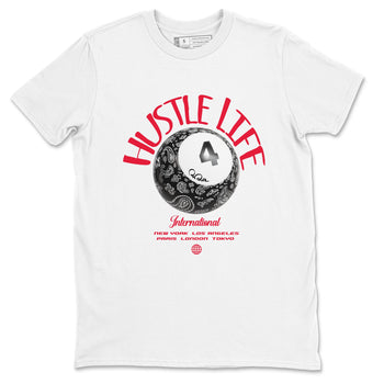 Air Jordan 4 Bred Reimagined shirt to match jordans Hustle Life sneaker tees AJ4 Bred Reimagined SNRT Sneaker Release Tees unisex cotton White 2 crew neck shirt