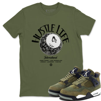 Air Jordan 4 Medium Olive shirt to match jordans Hustle Life sneaker tees AJ4Medium Olive SNRT Sneaker Release Tees Unisex Military Green 1 T-Shirt