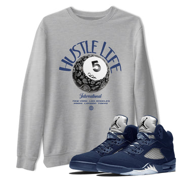 Air Jordan 5 Georgetown shirt to match jordans Hustle Life sneaker tees AJ5 Georgetown SNRT Sneaker Release Tees Unisex Heather Grey 1 T-Shirt