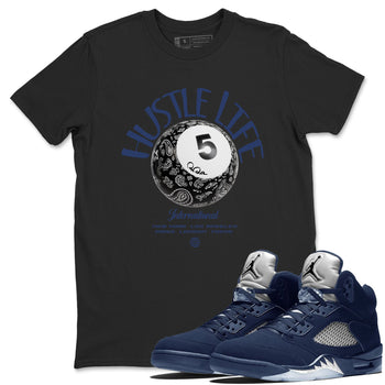 Air Jordan 5 Georgetown shirt to match jordans Hustle Life sneaker tees AJ5 Georgetown SNRT Sneaker Release Tees Unisex Black 1 T-Shirt