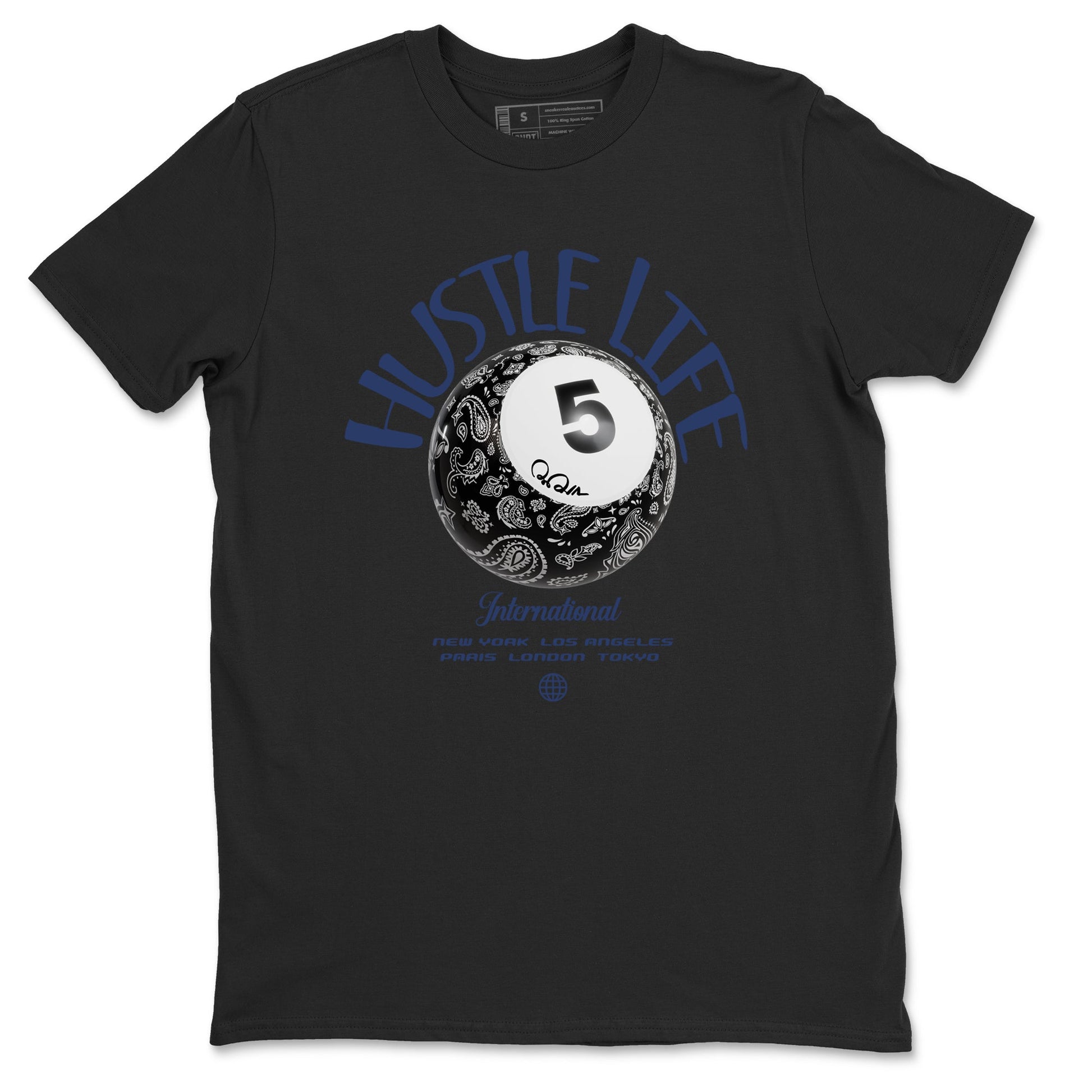Air Jordan 5 Georgetown shirt to match jordans Hustle Life sneaker tees AJ5 Georgetown SNRT Sneaker Release Tees Unisex Black 2 T-Shirt