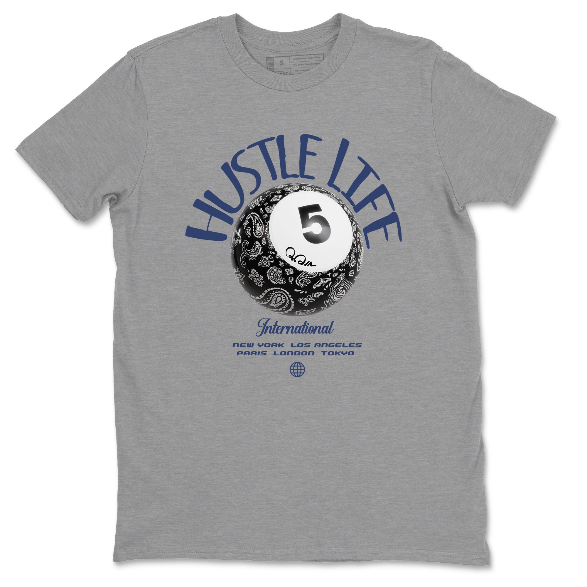 Air Jordan 5 Georgetown shirt to match jordans Hustle Life sneaker tees AJ5 Georgetown SNRT Sneaker Release Tees Unisex Heather Grey 2 T-Shirt