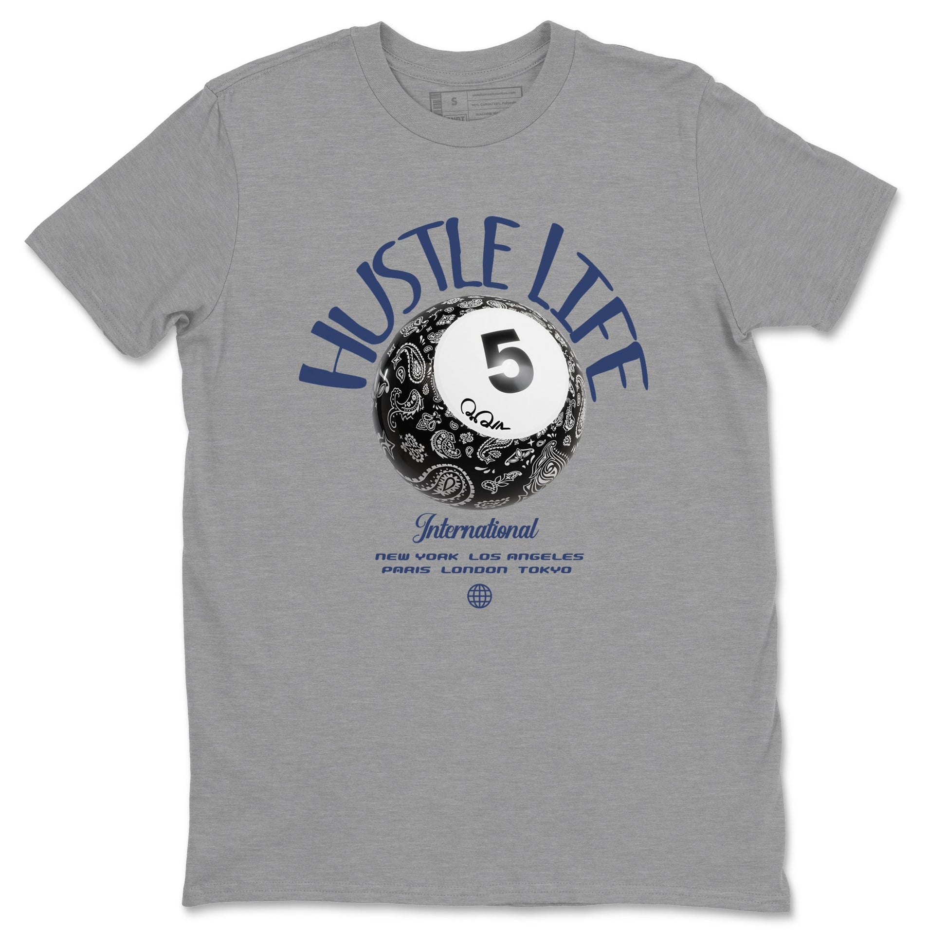 Air Jordan 5 Georgetown shirt to match jordans Hustle Life sneaker tees AJ5 Georgetown SNRT Sneaker Release Tees Unisex Heather Grey 2 T-Shirt
