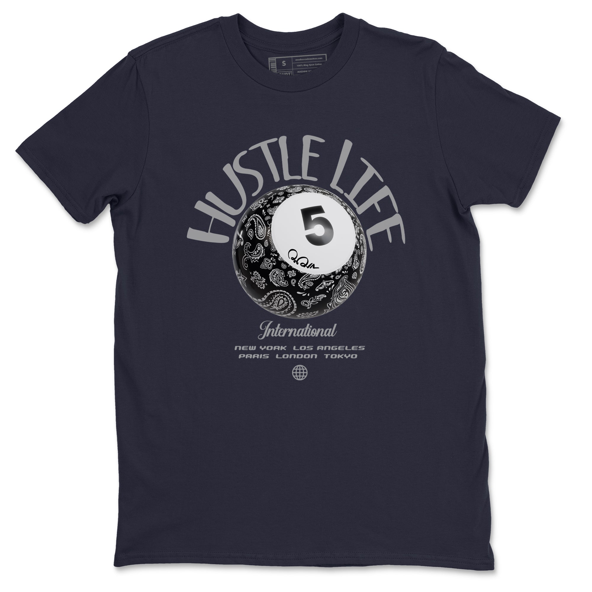 Air Jordan 5 Georgetown shirt to match jordans Hustle Life sneaker tees AJ5 Georgetown SNRT Sneaker Release Tees Unisex Navy 2 T-Shirt