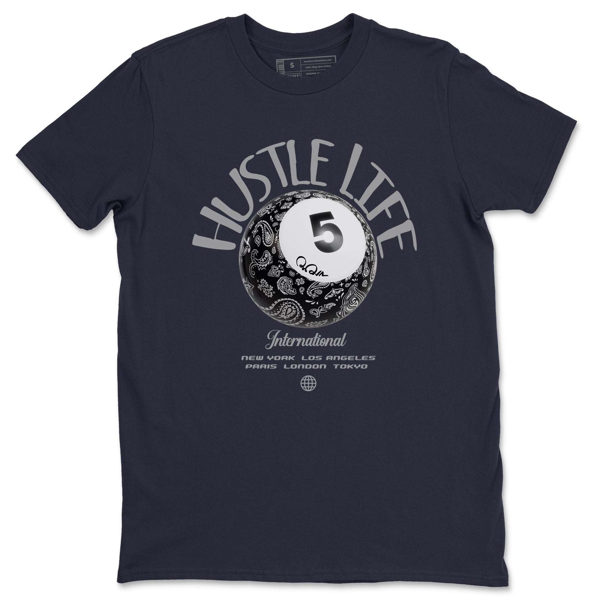 Air Jordan 5 Georgetown shirt to match jordans Hustle Life sneaker tees AJ5 Georgetown SNRT Sneaker Release Tees Unisex Navy 2 T-Shirt