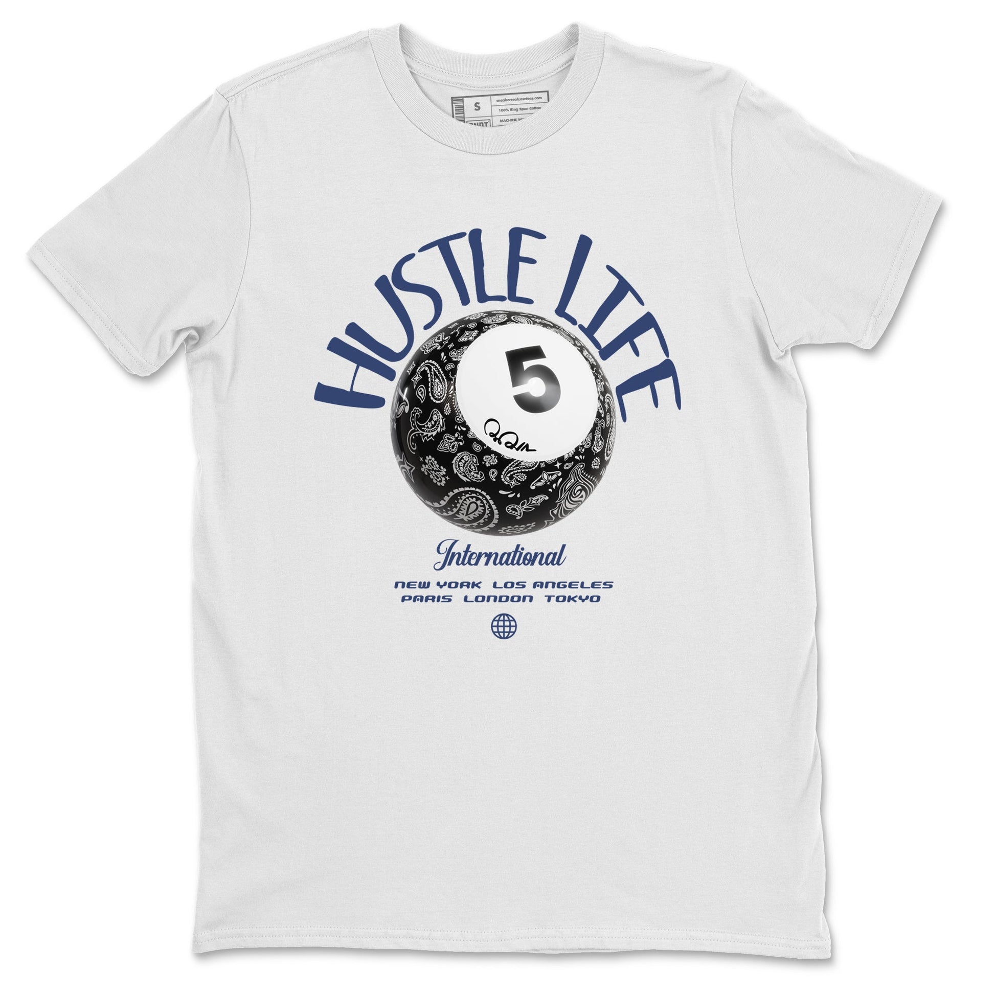 Air Jordan 5 Georgetown shirt to match jordans Hustle Life sneaker tees AJ5 Georgetown SNRT Sneaker Release Tees Unisex White 2 T-Shirt