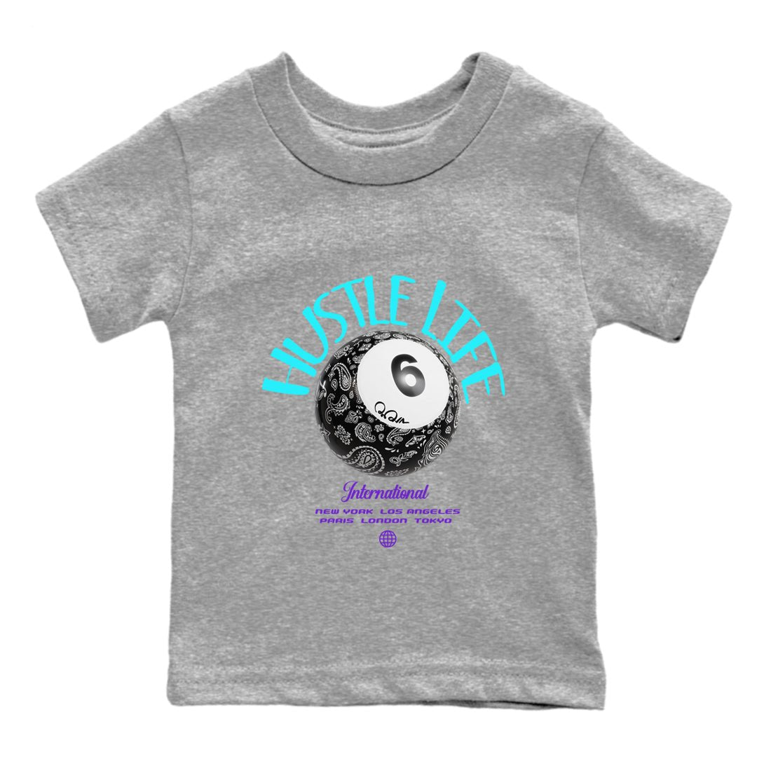 Air Jordan 6 Aqua shirt to match jordans Hustle Life sneaker tees AJ6 Aqua SNRT Sneaker Release Tees Baby Toddler Heather Grey 2 T-Shirt
