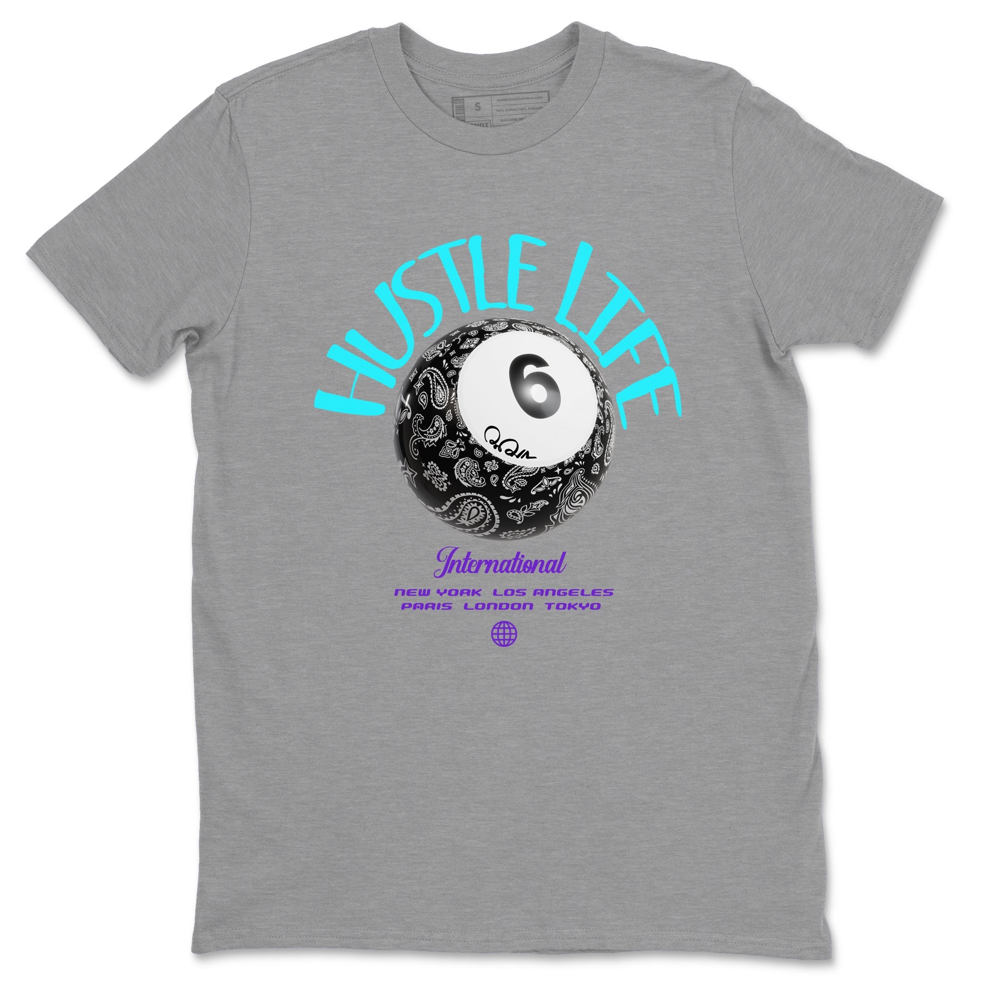 Air Jordan 6 Aqua shirt to match jordans Hustle Life sneaker tees AJ6 Aqua SNRT Sneaker Release Tees Unisex Heather Grey 2 T-Shirt
