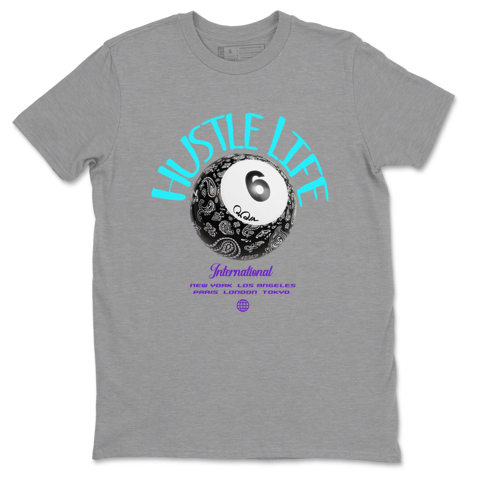 Air Jordan 6 Aqua shirt to match jordans Hustle Life sneaker tees AJ6 Aqua SNRT Sneaker Release Tees Unisex Heather Grey 2 T-Shirt
