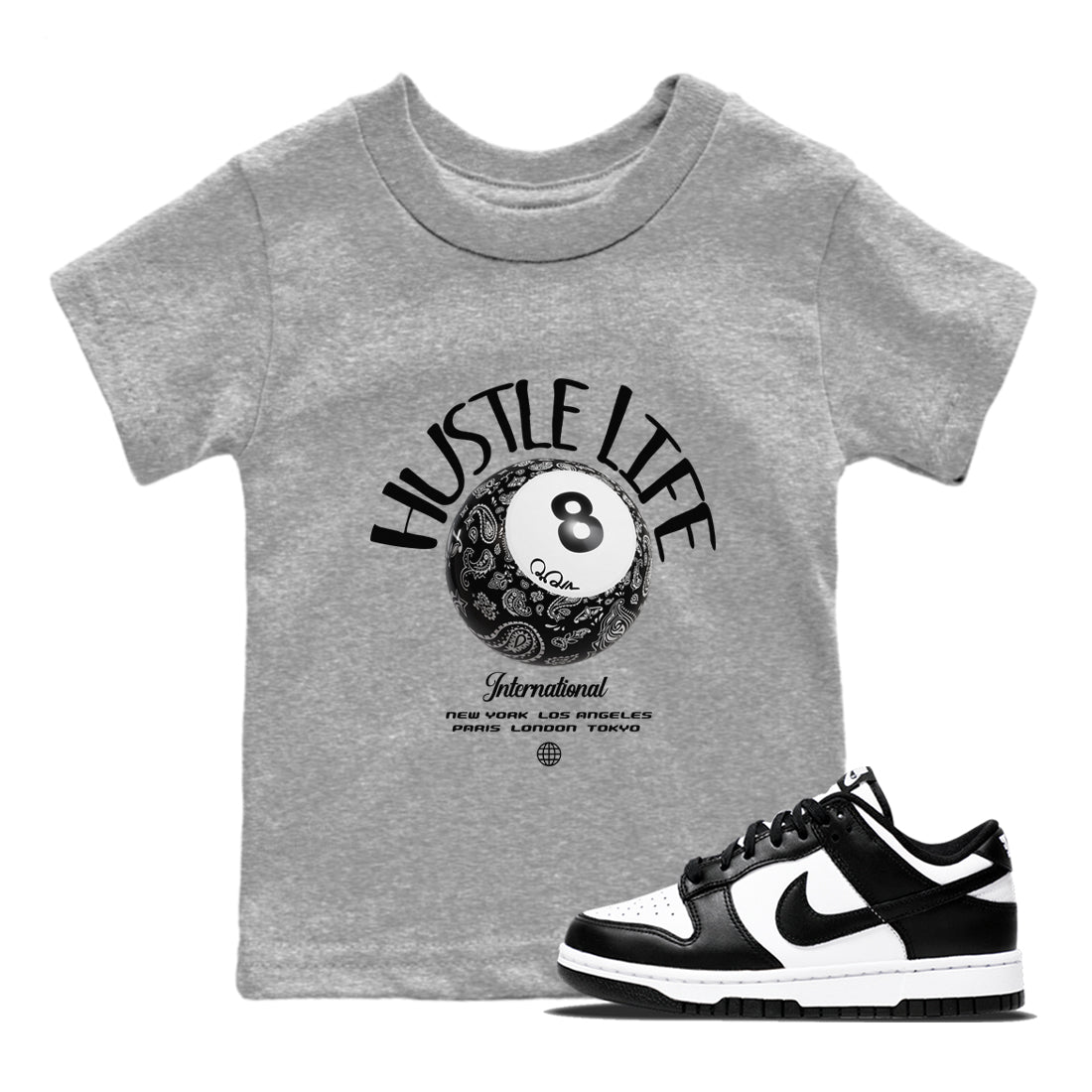 Dunk White Black shirt to match jordans Hustle Life sneaker tees Dunk White Black SNRT Sneaker Release Tees Baby Toddler Heather Grey 1 T-Shirt