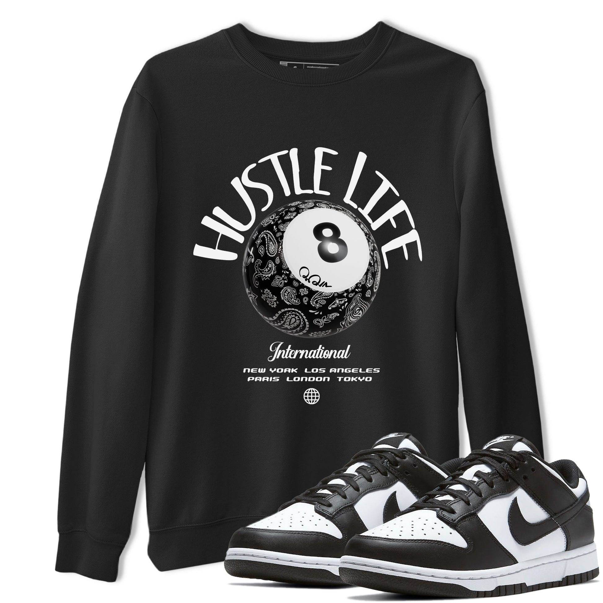 Dunk White Black shirt to match jordans Hustle Life sneaker tees Dunk White Black SNRT Sneaker Release Tees Unisex Black 1 T-Shirt