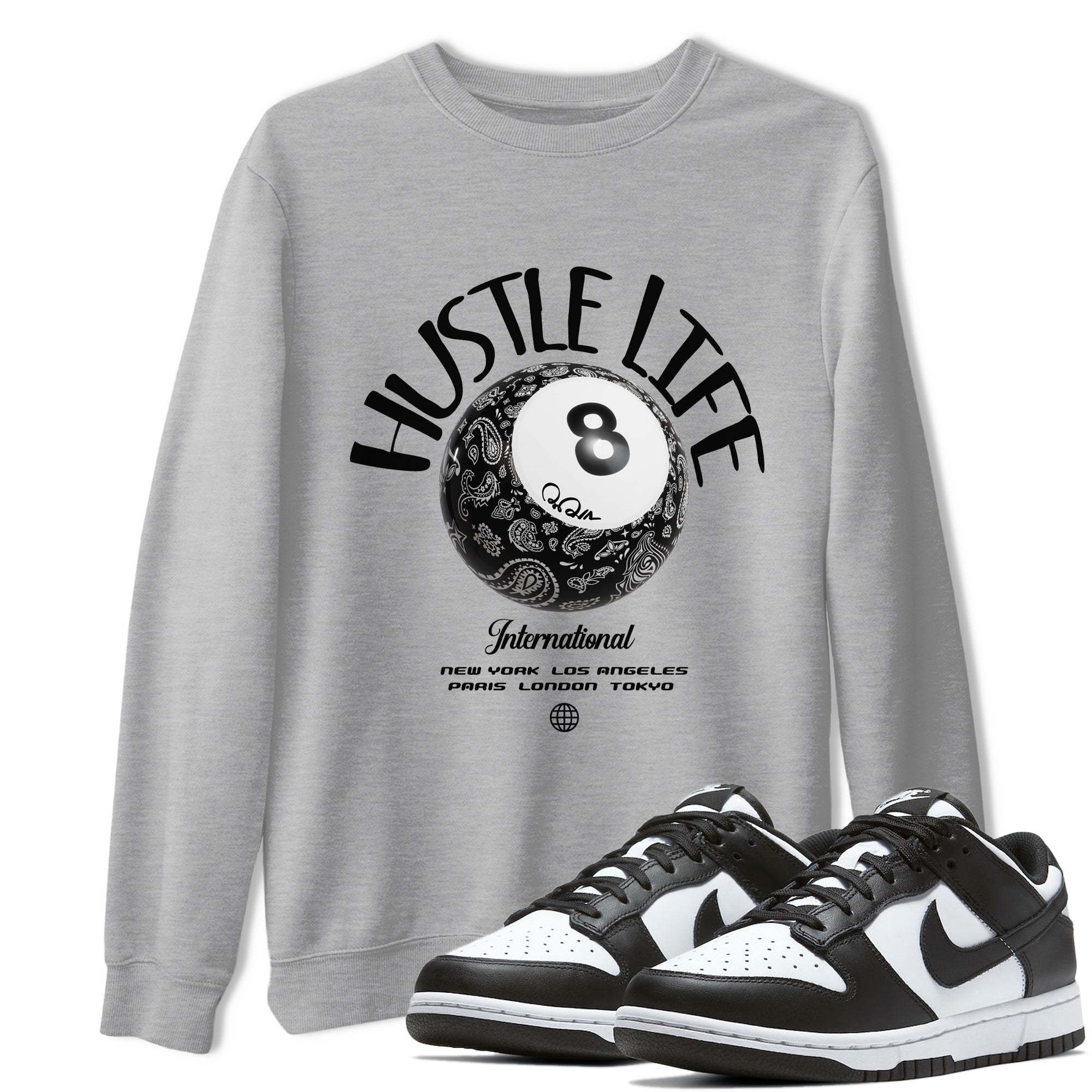 Dunk White Black shirt to match jordans Hustle Life sneaker tees Dunk White Black SNRT Sneaker Release Tees Unisex Heather Grey 1 T-Shirt