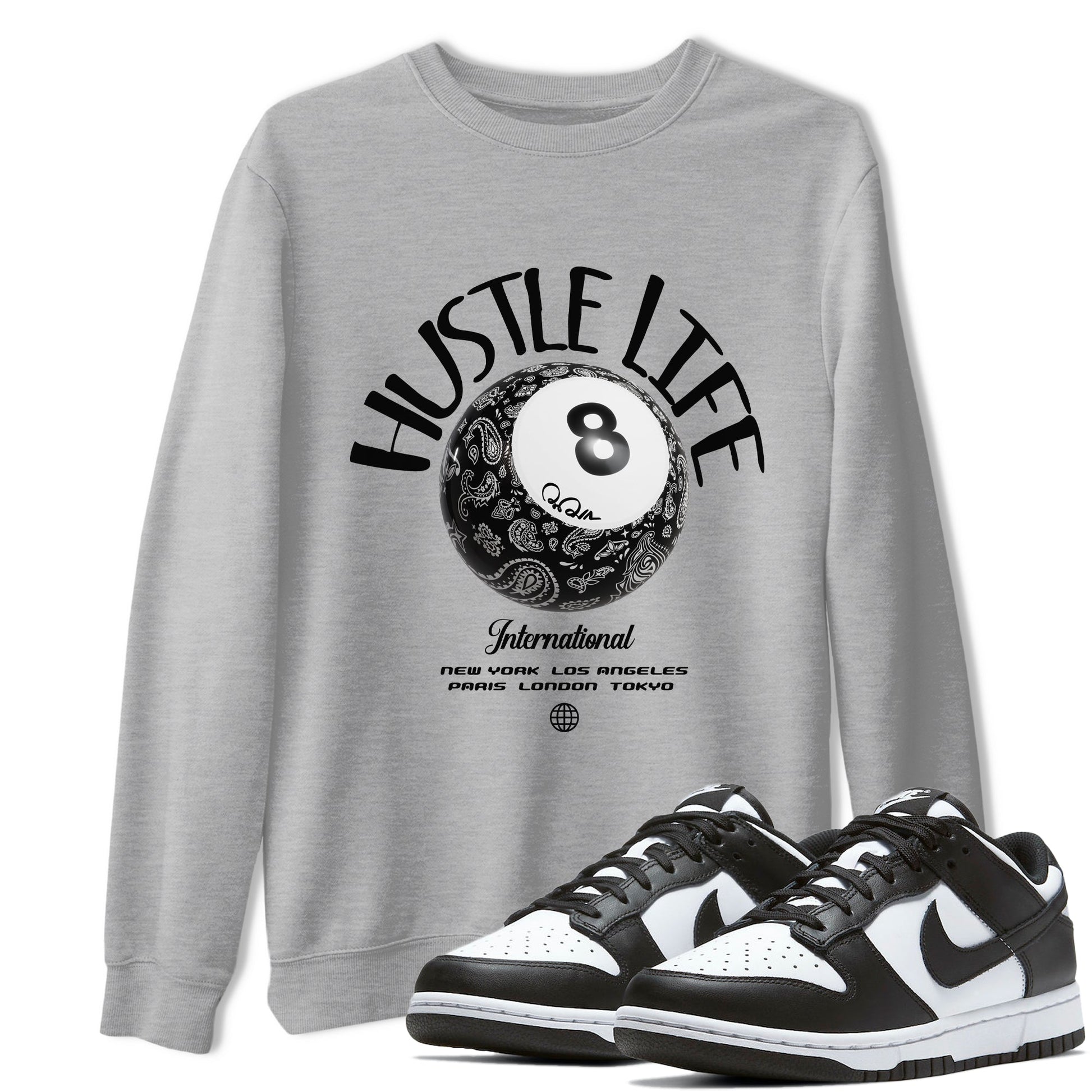 Dunk White Black shirt to match jordans Hustle Life sneaker tees Dunk White Black SNRT Sneaker Release Tees Unisex Heather Grey 1 T-Shirt