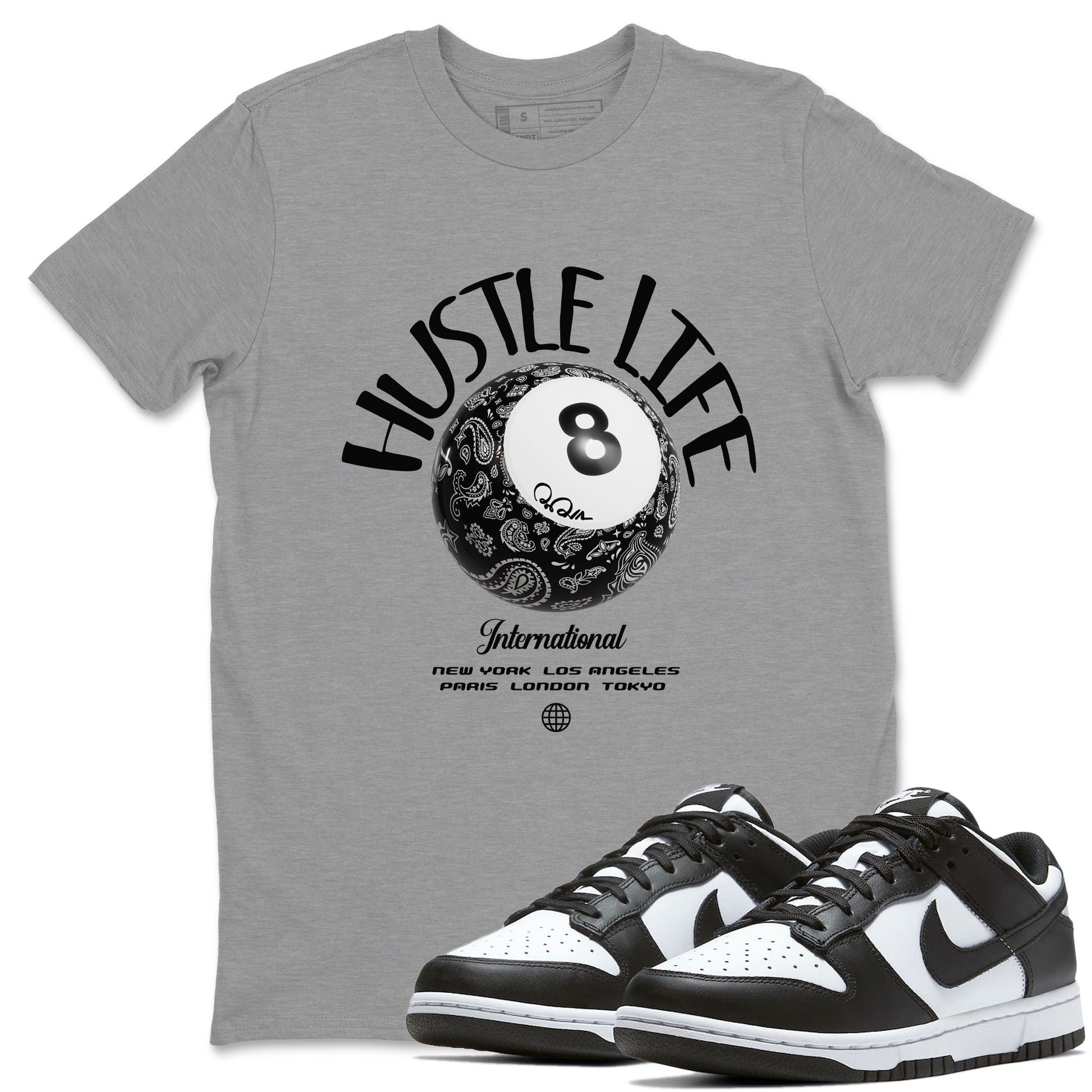 Dunk White Black shirt to match jordans Hustle Life sneaker tees Dunk White Black SNRT Sneaker Release Tees Unisex Heather Grey 1 T-Shirt