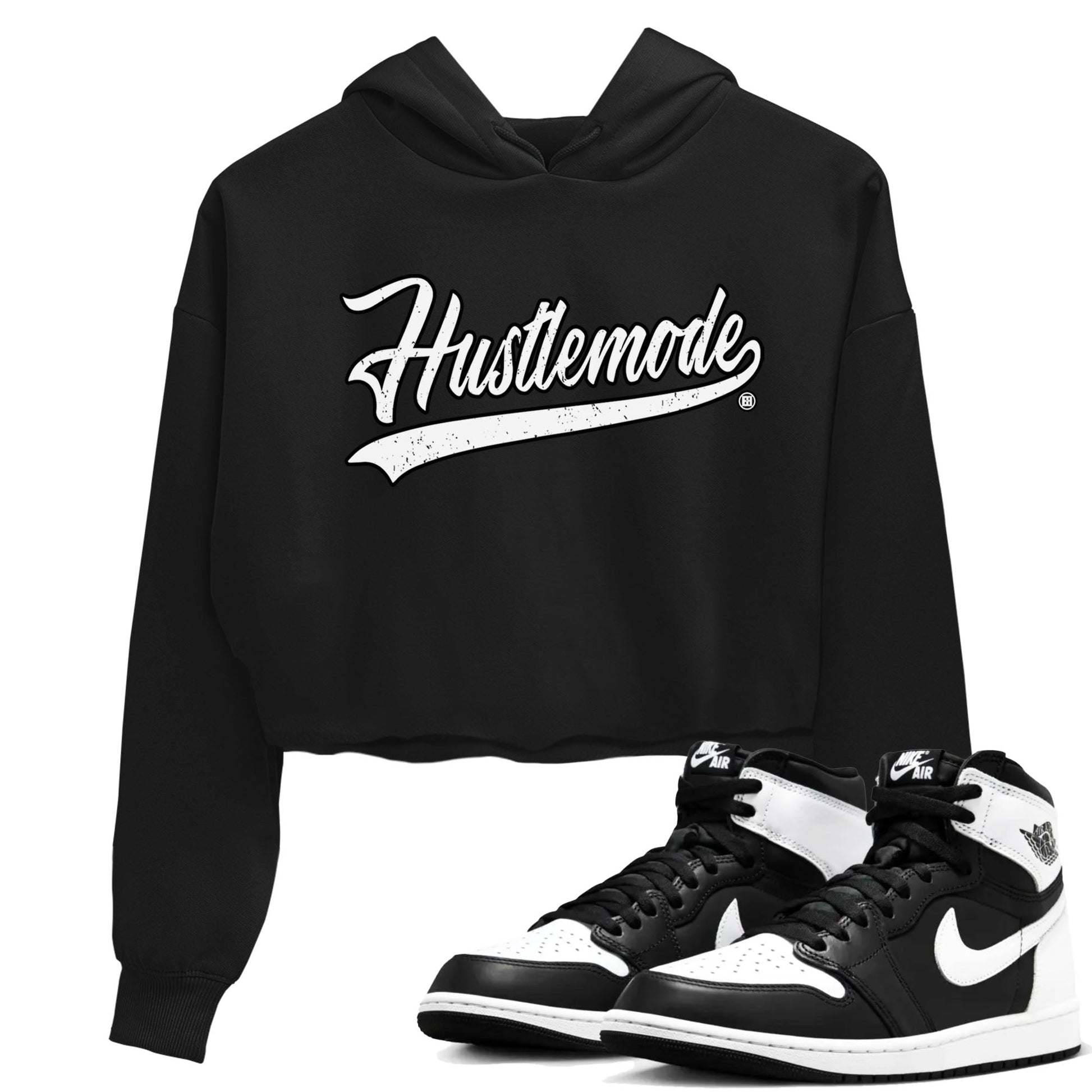 Air Jordan 1 High OG Black White shirt to match jordans Hustle Mode sneaker tees 1s Black White SNRT Sneaker Release Tees Black 1 crop length shirt