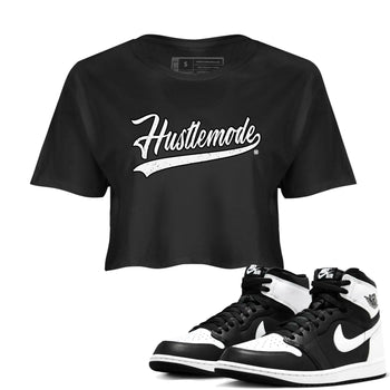 Air Jordan 1 High OG Black White shirt to match jordans Hustle Mode sneaker tees 1s Black White SNRT Sneaker Release Tees Black 1 crop length shirt