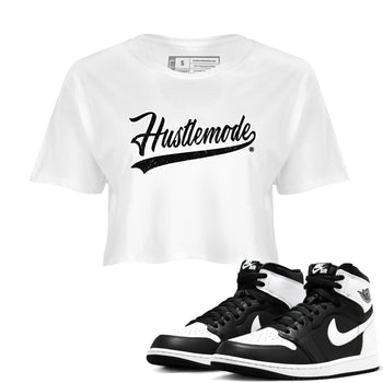 Air Jordan 1 High OG Black White shirt to match jordans Hustle Mode sneaker tees 1s Black White SNRT Sneaker Release Tees White 1 crop length shirt