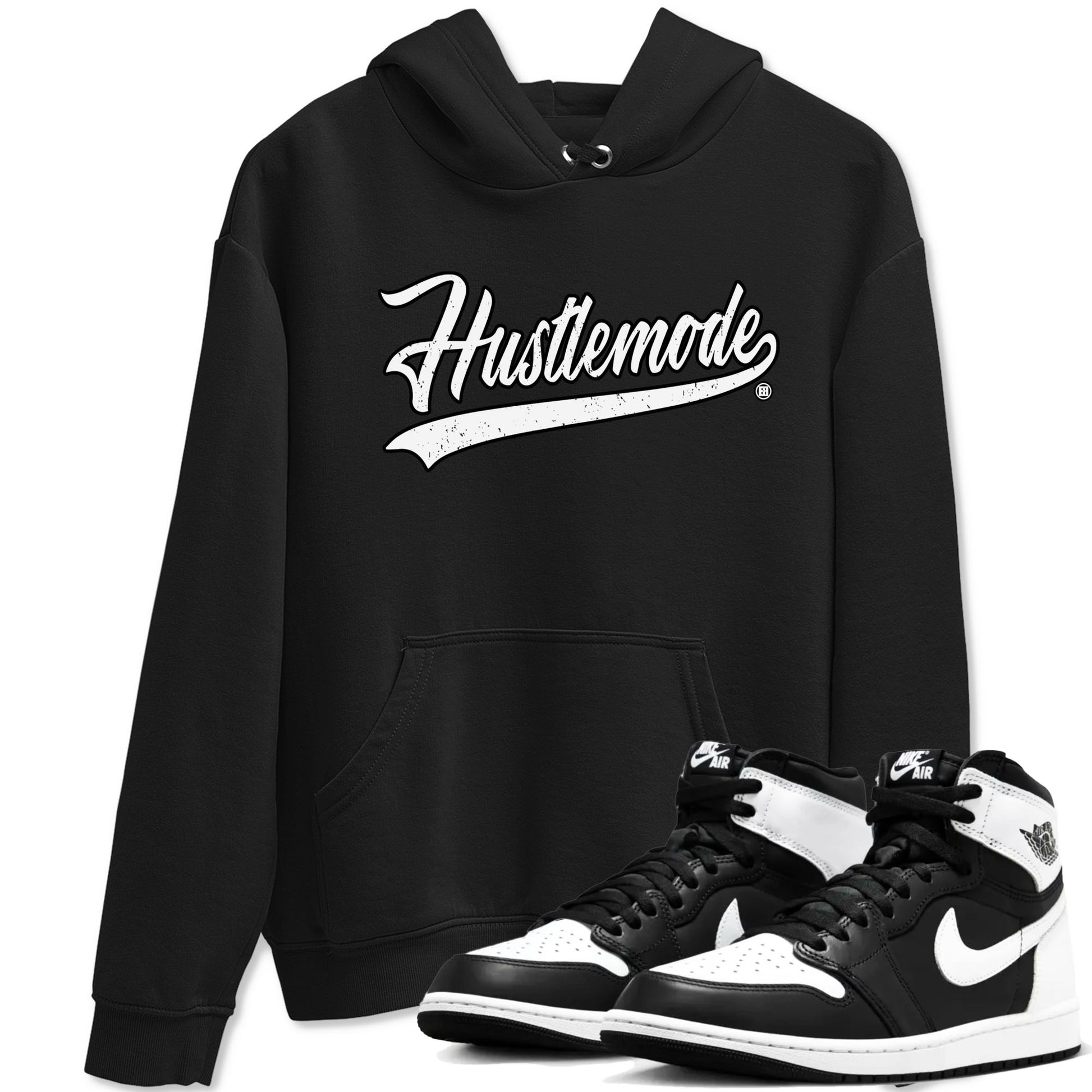 Air Jordan 1 High OG Black White shirt to match jordans Hustle Mode sneaker tees 1s Black White SNRT Sneaker Release Tees unisex cotton Black 1 crew neck shirt