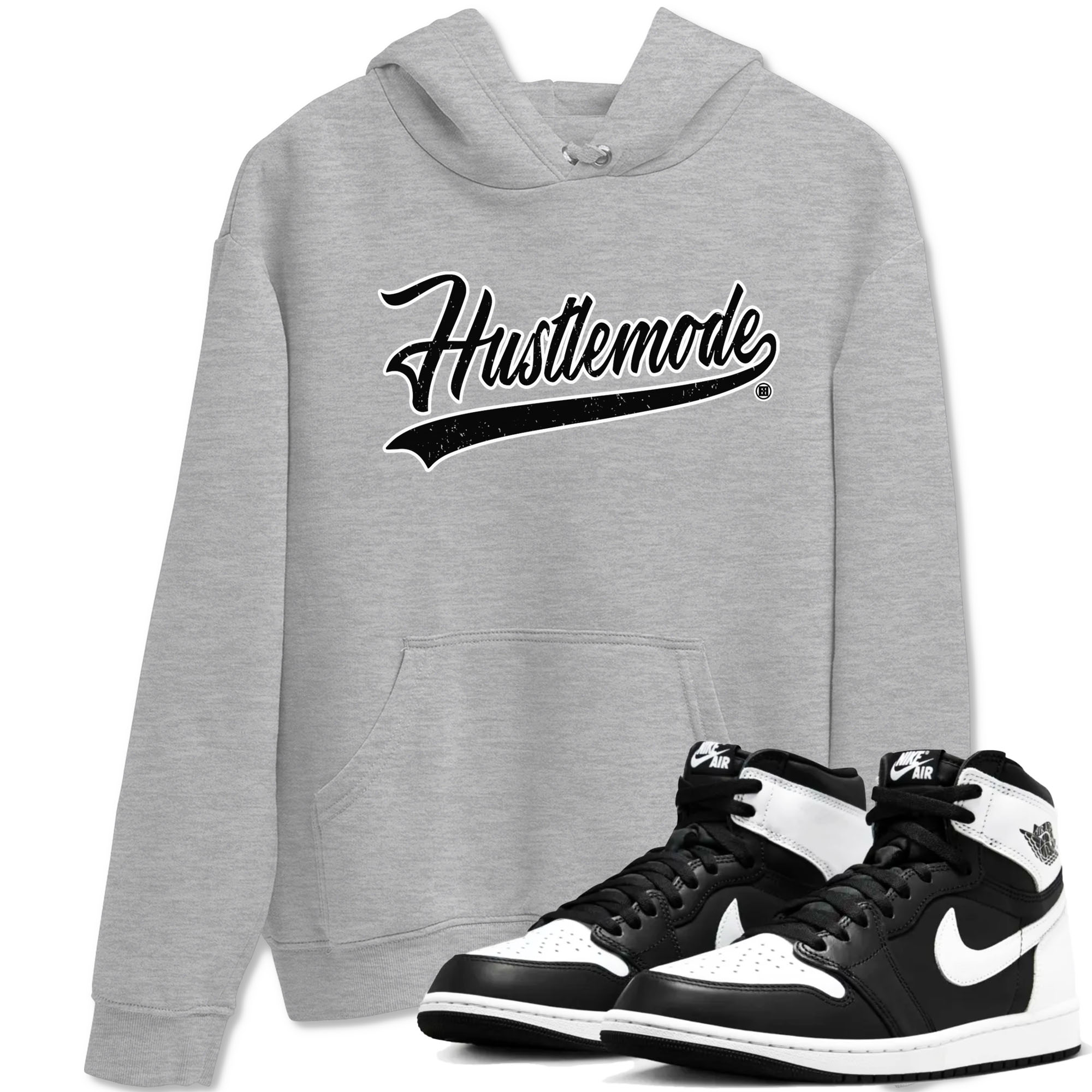 Air Jordan 1 High OG Black White shirt to match jordans Hustle Mode sneaker tees 1s Black White SNRT Sneaker Release Tees unisex cotton Heather Grey 1 crew neck shirt